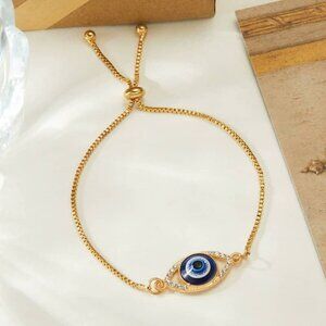 🧿 Dainty Evil Eye Bolo Bracelet ✨ Adjustable Zircon Jewelry Gift